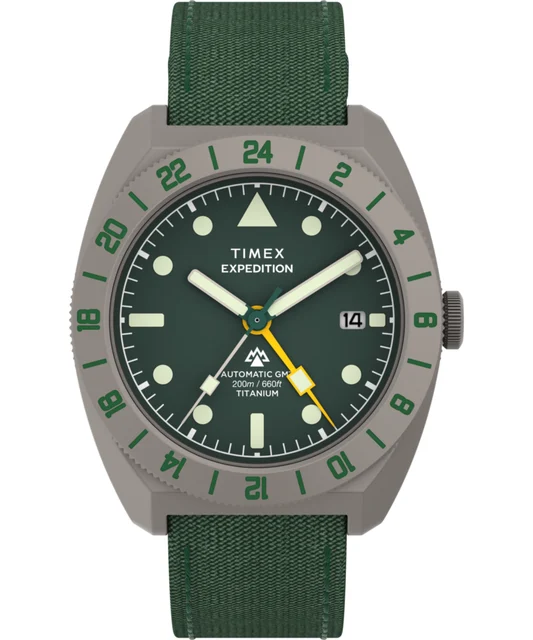 Timex Expedition® Pioneer Titanium Automatic GMT 41mm Fabric Strap Watch TW2Y63400 kol saa
