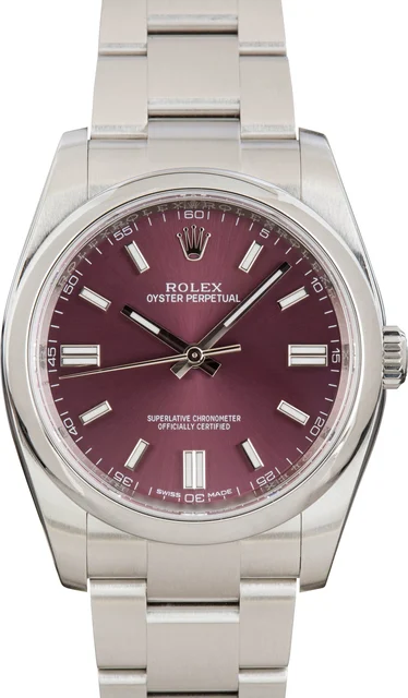 Rolex Oyster Perpetual 116000 Red Grape Dial 116000PUSO kol saati