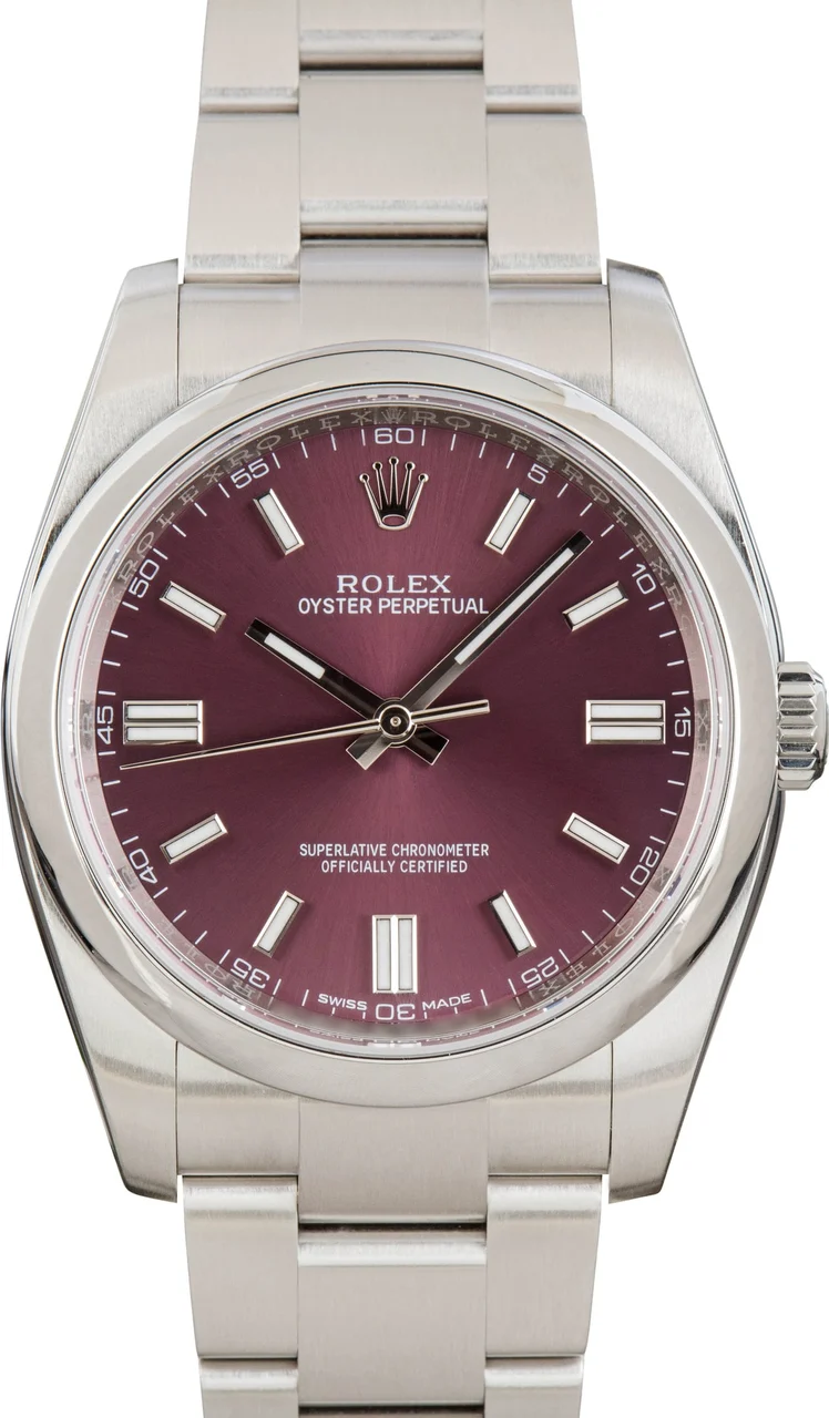 Rolex Oyster Perpetual 116000 Red Grape Dial 116000PUSO kol saati