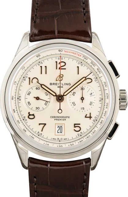Breitling Premier B01 Chronograph 42 Cream Dial AB0145211G1P1 kol saati