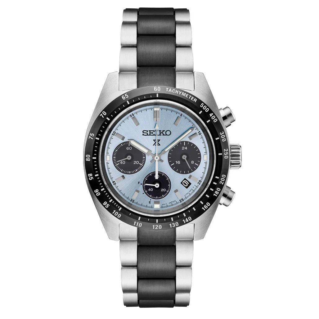 Seiko LIMITED EDITION Prospex Speedtimer Solar Chronograph with Ice Blue Dial #SSC909 kol saati