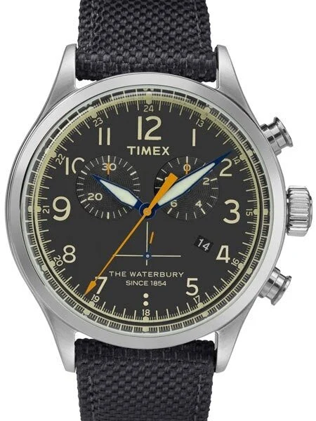 Timex Waterbury Quartz Chronograph with Black Dial and INDIGLO Night-Light #TW2R38200VQ ko
