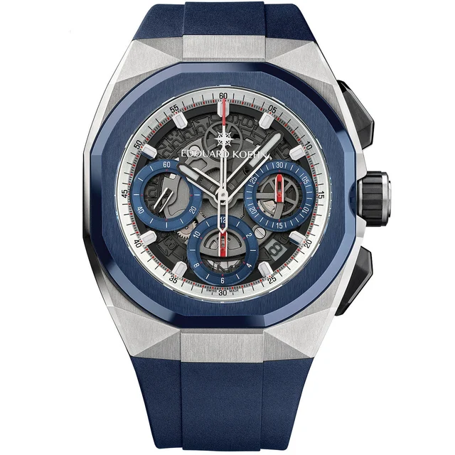 Edouard Koehn Tempus III Blue Skeleton Chronograph EK-CHR07SRBE kol saati
