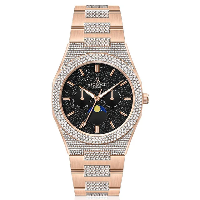 ASOROCK WATCHES Iced transporter - Small diamond bezel - Half iced strap kol saati