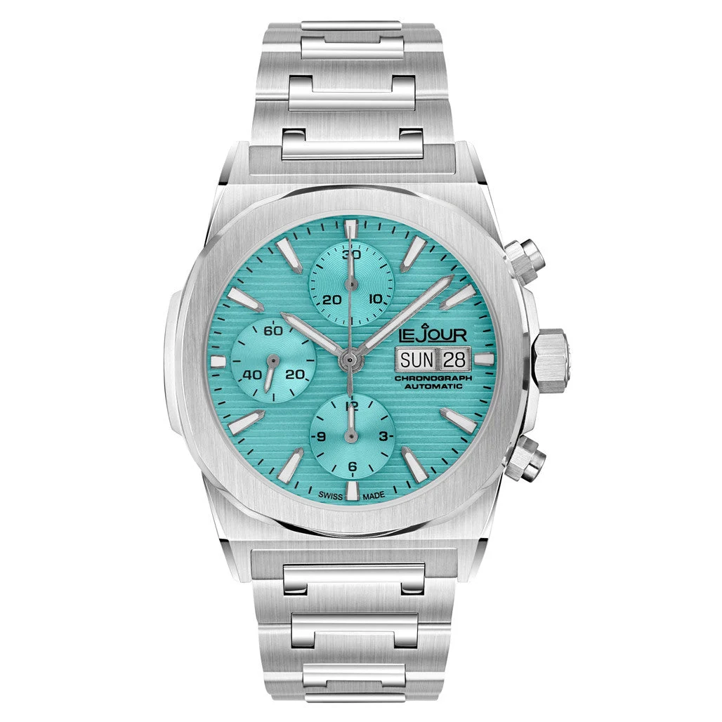 Le Jour Rally Monte-Carlo Automatic Chronograph with Light Blue Dial #LJ-RMC-005 50 mm kol saati