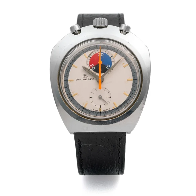 Bucherer BUCHERER REF. 9601, CHRONOGRAPH, MINUTE COUNTER, SILVER DIAL; SO-CALLED “BULLHEAD