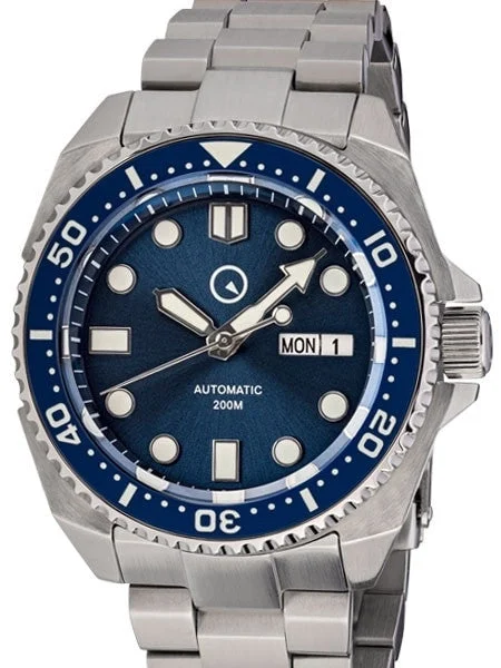 Islander Blue Automatic Dive Watch with AR Double-Dome Sapphire Crystal, and Luminous Ceramic Bezel Insert #ISL-55 48 mm kol saati