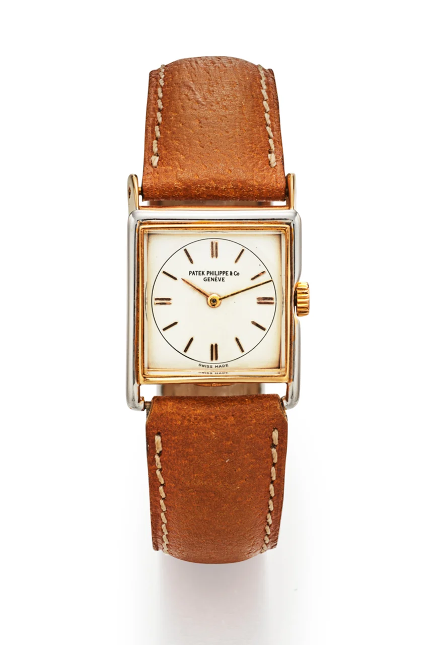 Patek Philippe PATEK PHILIPPE REF. 576, DRIVER’S, TWO-TONE ASYMMETRICAL CASE; 18K PINK AND WHITE GOLD kol saati