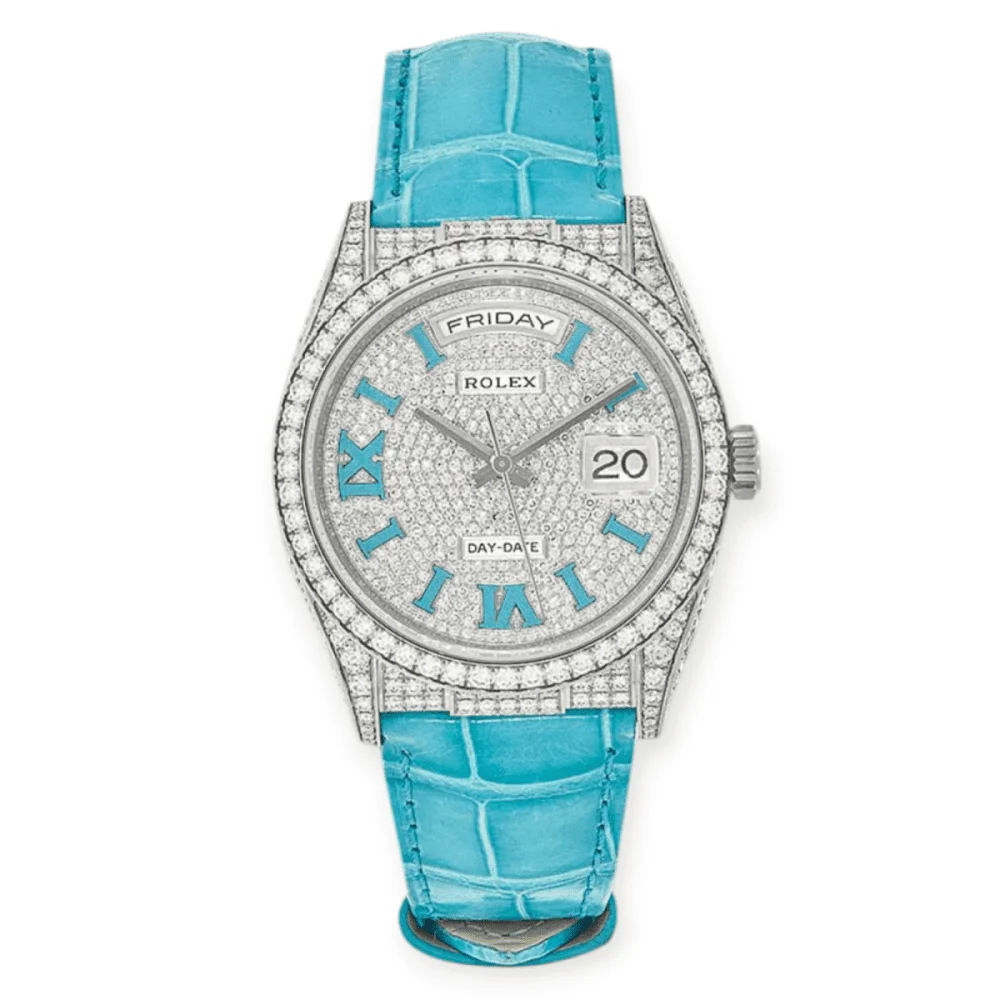 Rolex DayDate 36mm White Gold Diamond Paved Dial 1 Pre-Owned Rolex DayDate 36mm White Gold Diamond Paved Dial 1 36 mm kol saati