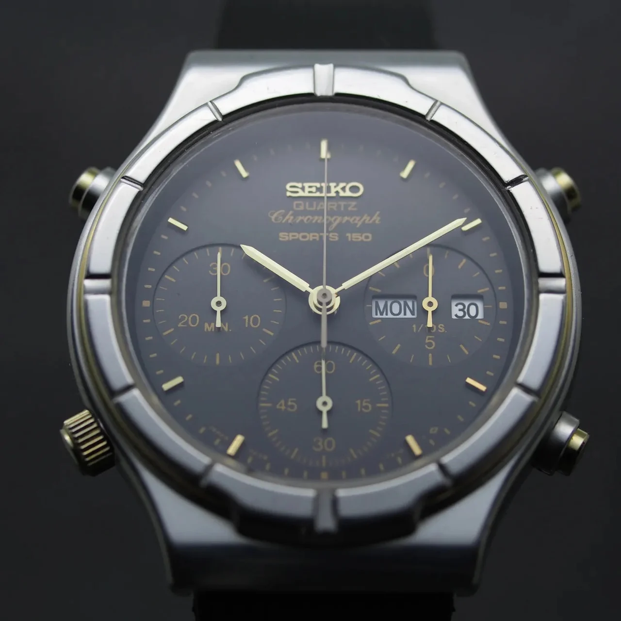 Seiko Sports 150, Ref. 7A38-713A, Black Dial, Men’s Chronograph Vi 38 mm kol saati