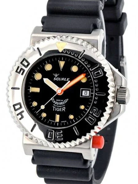Squale Vintage Swiss Automatic Dive watch with Locking Bezel #Tiger-064-BK kol saati
