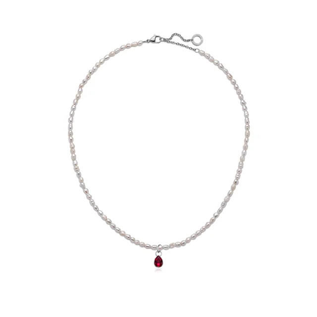 Default Set Red Stone Charm und Halskette Silber PH-JE-1398 kol saati
