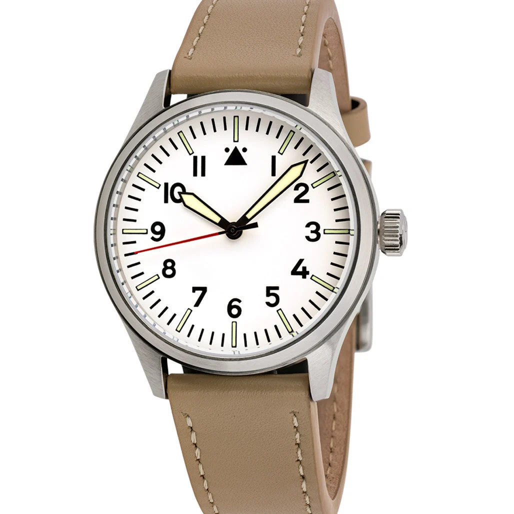 Islander Automatic Pilot watch with White Dial and Sapphire Crystal #ISL-105 39 mm kol saati