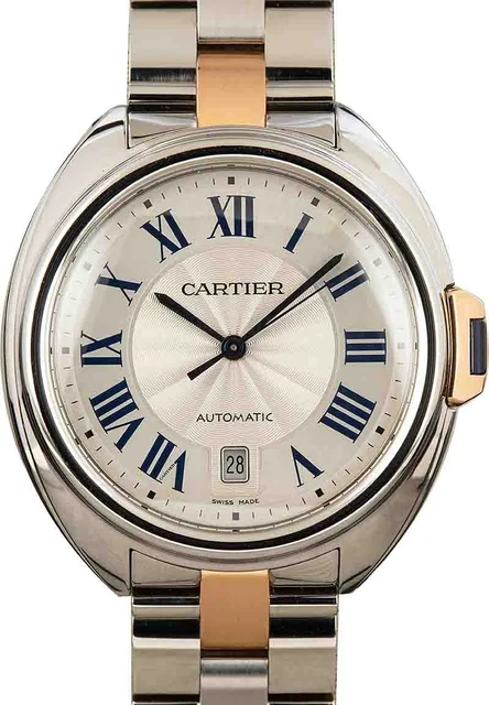 Cartier Cle De Stainless Steel & 18k Rose Gold W2CL0002 kol saati