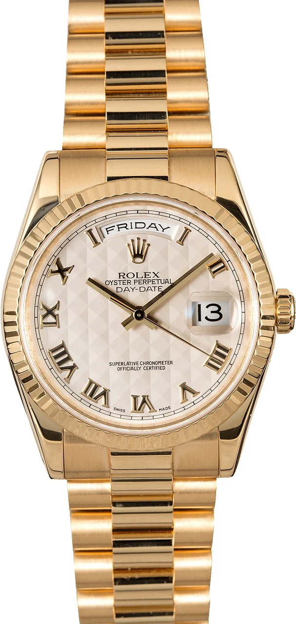 Rolex President 118238 Ivory Pyramid Dial 118238IRP kol saati