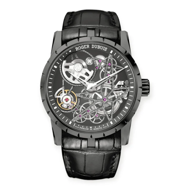 Roger Dubuis Excalibur Black DLC Titanium 42mm Aut Pre-Owned Roger Dubuis Excalibur Black