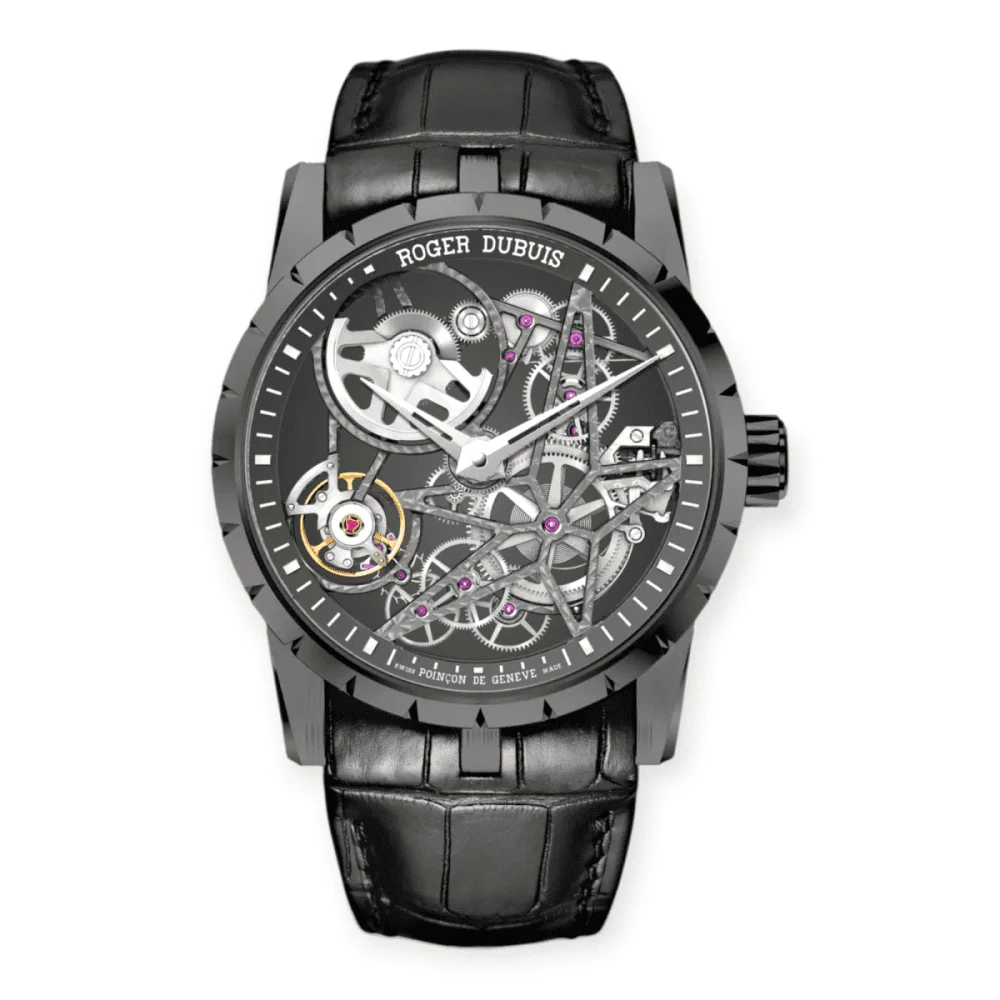 Roger Dubuis Excalibur Black DLC Titanium 42mm Aut Pre-Owned Roger Dubuis Excalibur Black DLC Titanium 42mm Aut 42 mm kol saati