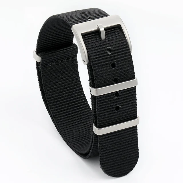 MILITADO Smooth Nylon Watch Band with Sandblasting Buckle 自制一条过尼龙表带-黑色-喷砂扣-20mm (装militado