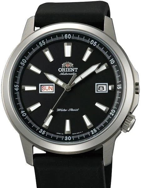 Orient Stingray Day and Date Automatic Watch with Black Dial #EM7K00AB kol saati