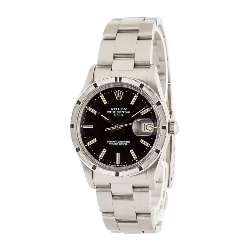 Rolex Date 15010 Black Dial 34 mm kol saati