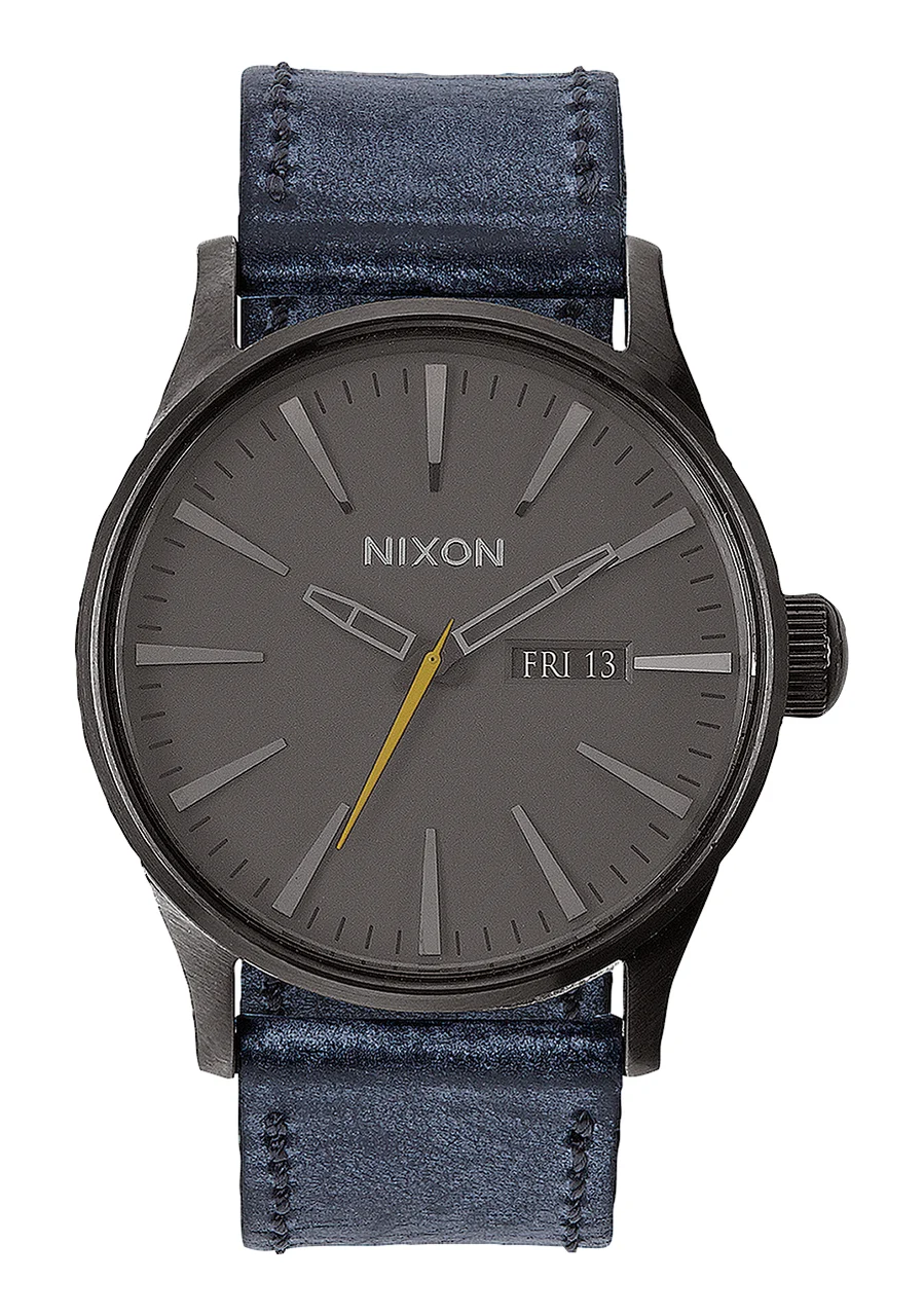Nixon US Sentry Leather - Gunmetal / Navy A105-1893-00 42 mm kol saati