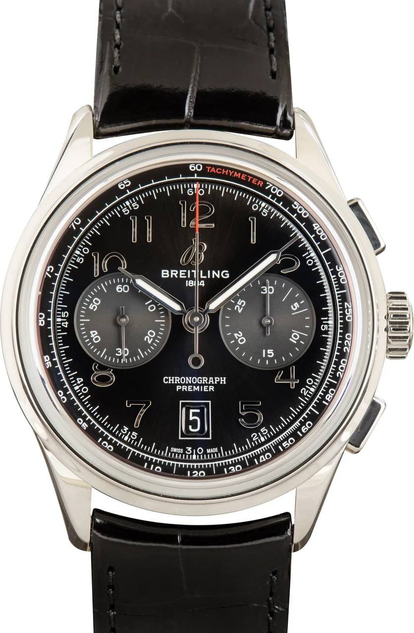 Breitling Premier B01 Chronograph 42 Stainless Steel Black Dial AB0145221B1P1 42 mm kol saati
