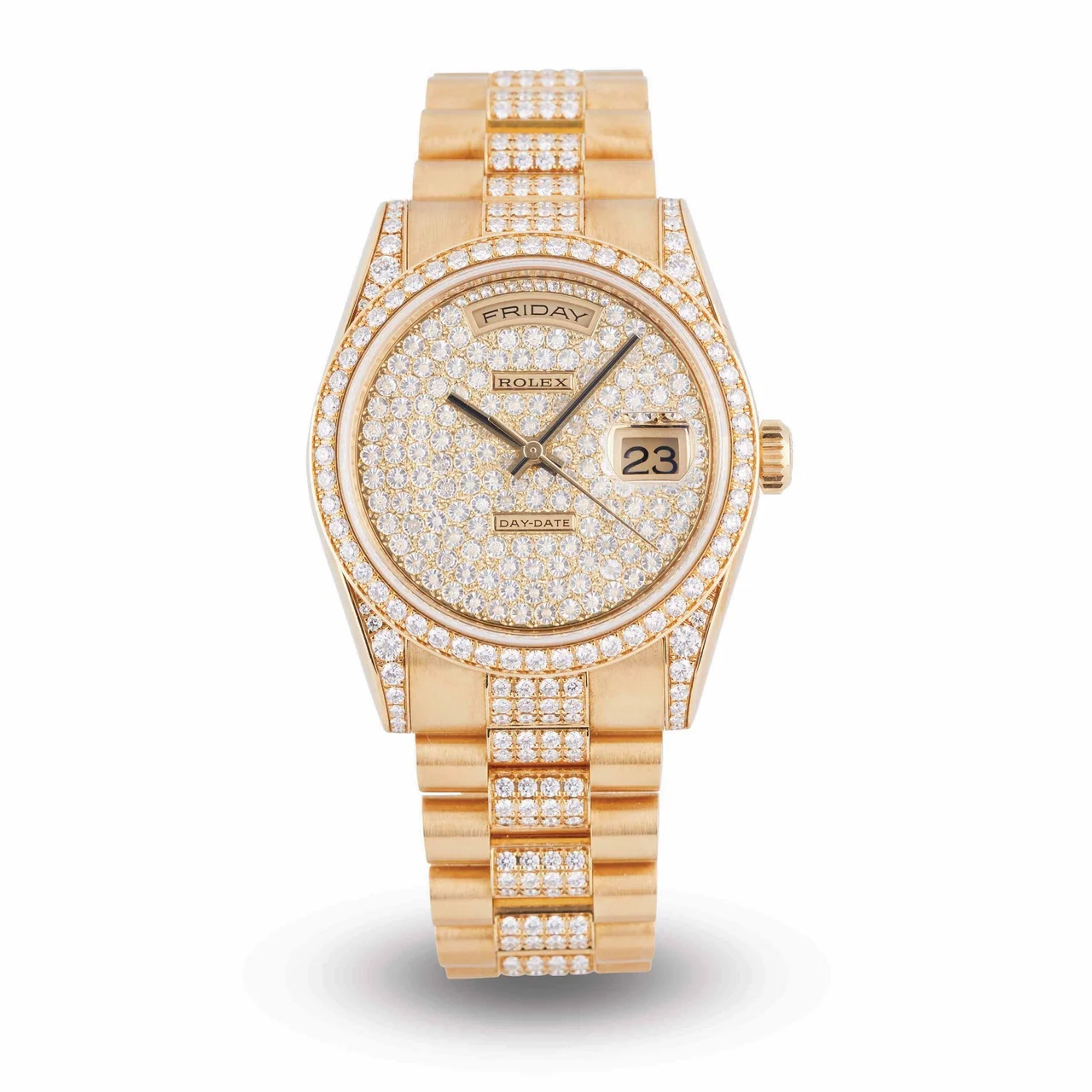 Rolex ROLEX, REF. 118388, DAY-DATE, ONYX AND DIAMONDS, YELLOW GOLD kol saati