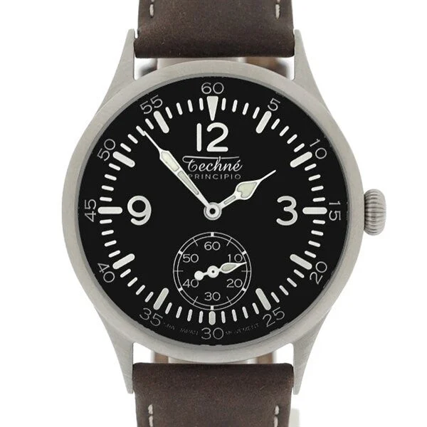 Techne Merlin Quartz Aviator Watch with Onion Crown and Small Seconds #245.061 39.5 mm kol saati