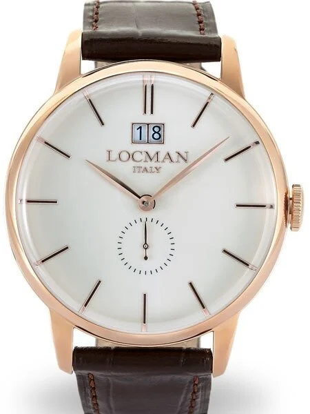 Locman Collection Big Date Quartz Dress Watch with 41mm Case #0252V10-RGAVRGPT kol saati