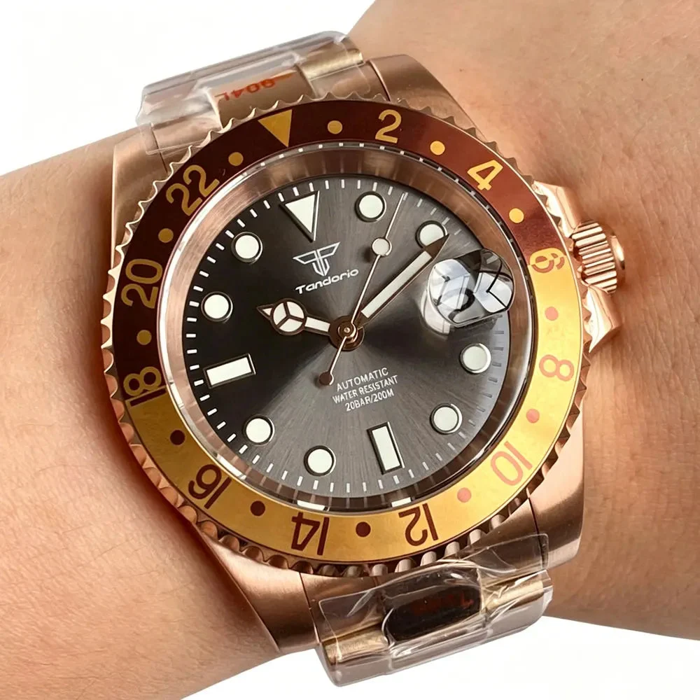 Tandorio Watches Rose Gold Sub Watch with GMT Bezel Tandorio TD015R Miyota 8215/pt5000 20ATM Sapphire 12000058112944359 40 mm kol saati