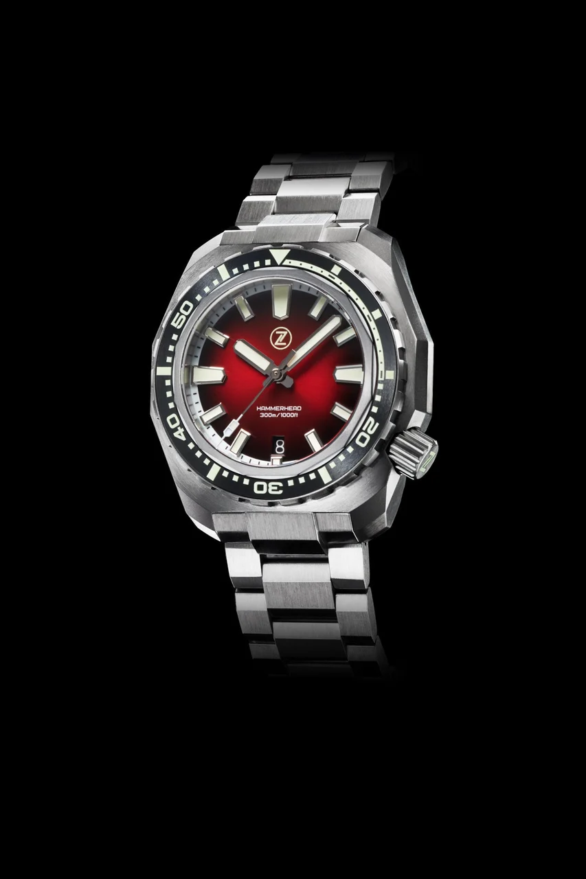 Zelos Hammerhead V3 300m Steel Crimson Red 22 mm kol saati