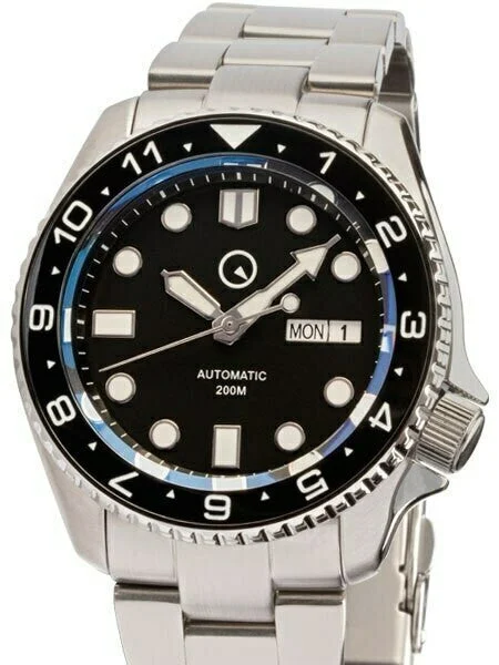 Islander Scratch and Dent - Automatic Dive Watch w AR Sapphire Crystal, Dual-Time Luminous Ceramic Bezel Insert #ISL-01 SND946 46 mm kol saati