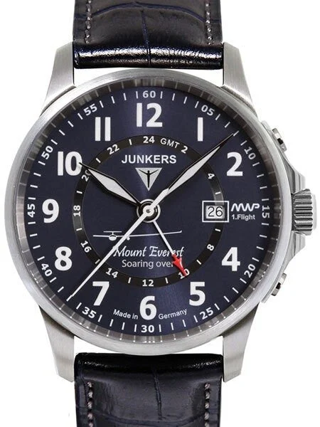 Junkers Mountain Wave Project 40mm Quartz GMT Dual Time Watch #6844-3 40 mm kol saati