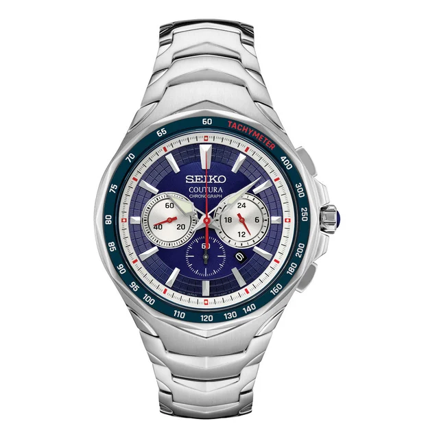 Seiko Coutura Quartz Chronograph with Sapphire Crystal and Blue Dial #SRWZ21 kol saati