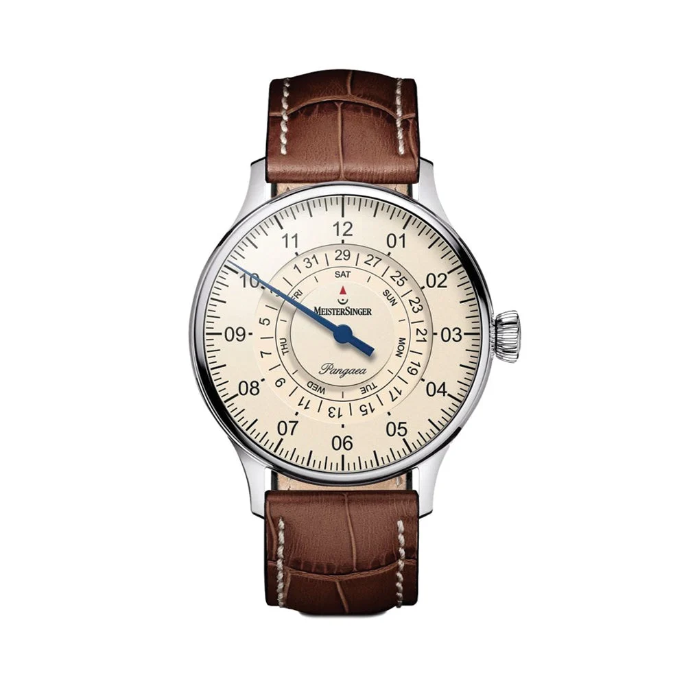 Meistersinger Pangaea Day Date 40mm - Ivory on Leather Strap PDD903 40 mm kol saati
