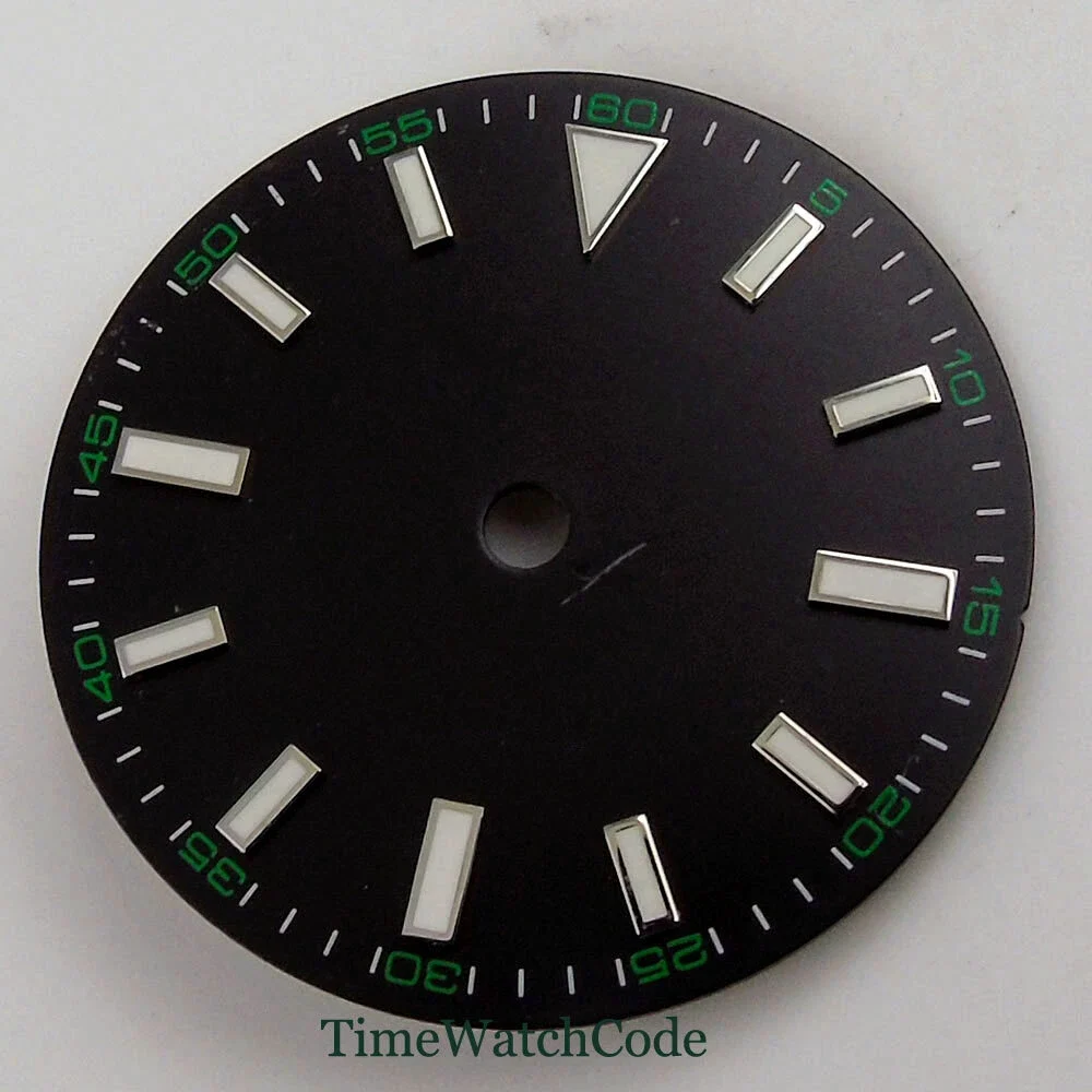 Tandorio Sterile 29mm Watch Dial ETA2824 PT5000 NH35 Calendar Window Accessories Green Luminous 60 number 5933892440946 29 mm kol saati