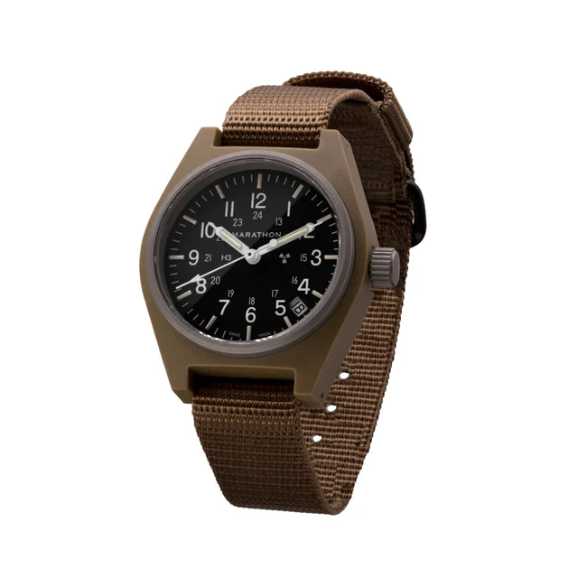 Marathon GPQ-D Standard-Issue Tritium Field Quartz Type II Desert Tan 34mm - Black on Fabr