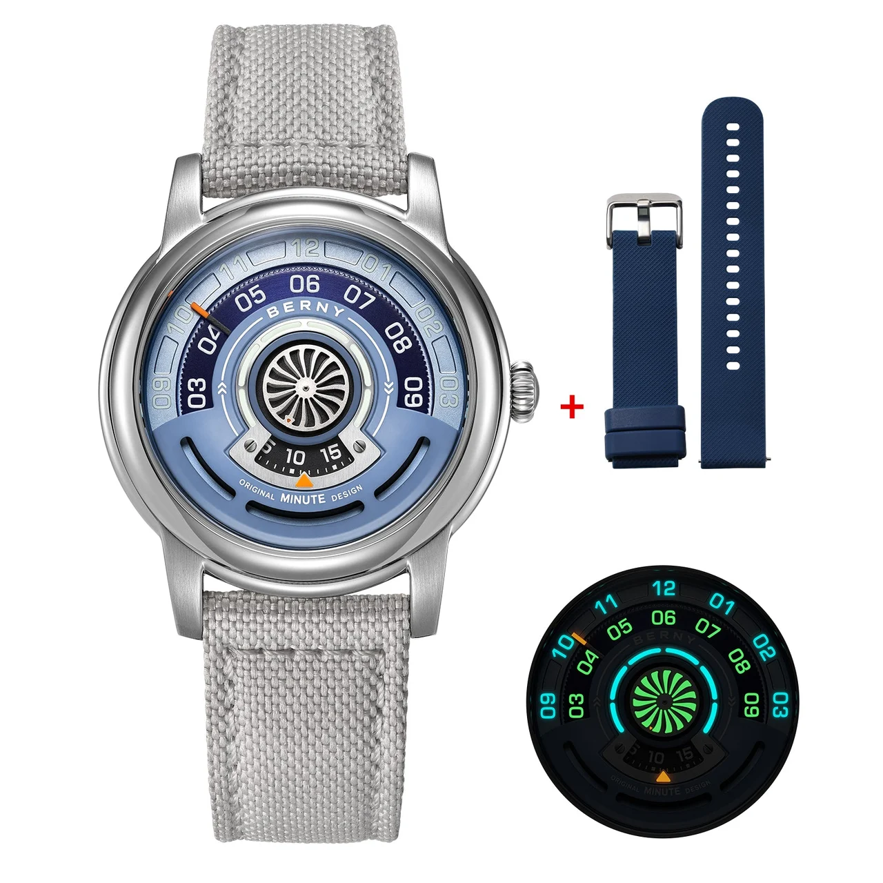 BERNY Original Time-Display 36mm Automatic Watch-AM160L AM160L-C 36 mm kol saati