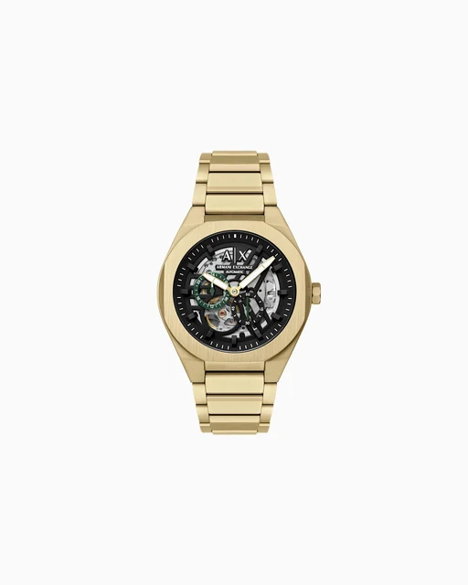 Armani Exchange Sync Automatic Gold-Tone Stainless Steel Watch AX4194 kol saati