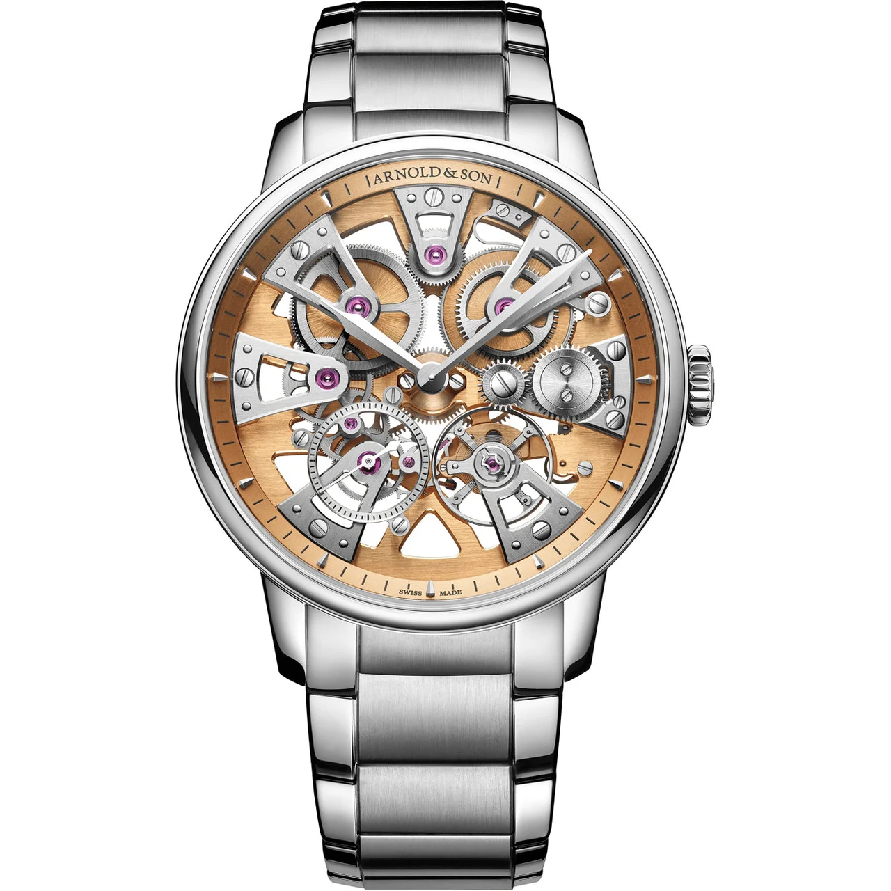 Arnold & Son Nebula 40mm Steel Golden on Bracelet 1NEGS.H01A.S135D 40 mm kol saati