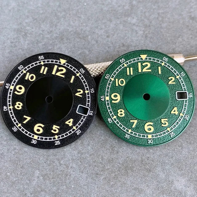 Tandorio sterile 29mm Vintage Mod P ilot Fi eld green black Watch Dial Face for N H35 N H3