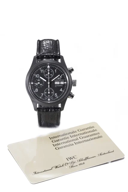IWC Ref. 3705-07, chronograph, minute and hour recorders, date, day; “Ceramic Pilot Chrono
