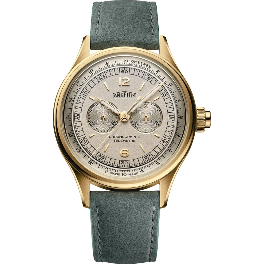 Angelus Chronograph Telemeter Yellow Gold White Dial 0CHCQ.I01A.V010Q 37 mm kol saati