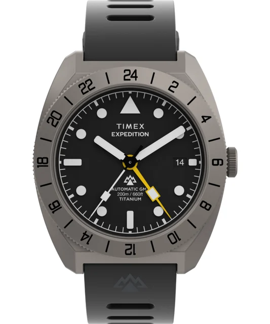Timex Expedition® Pioneer Titanium Automatic GMT 41mm Silicone Strap Watch TW2W53000 kol s