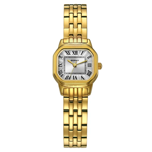 BERNY Women Quartz Square Classic Gold Watch-2961L 2961L-B kol saati