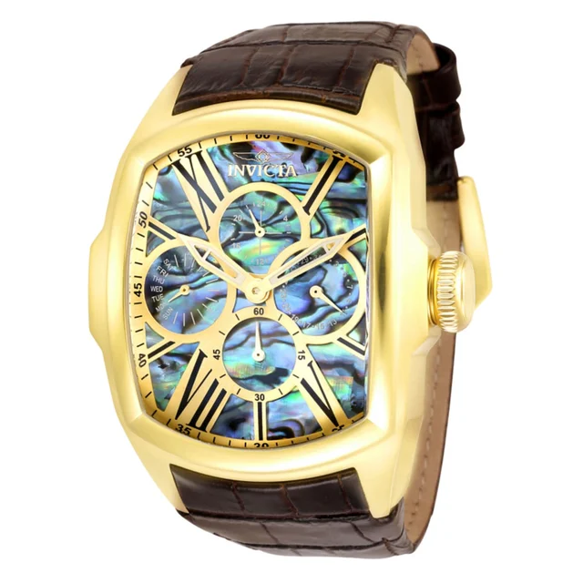 Invicta Lupah Chromalis Watch w/ Abalone Dial - 46.8mm, Brown (35193) kol saati