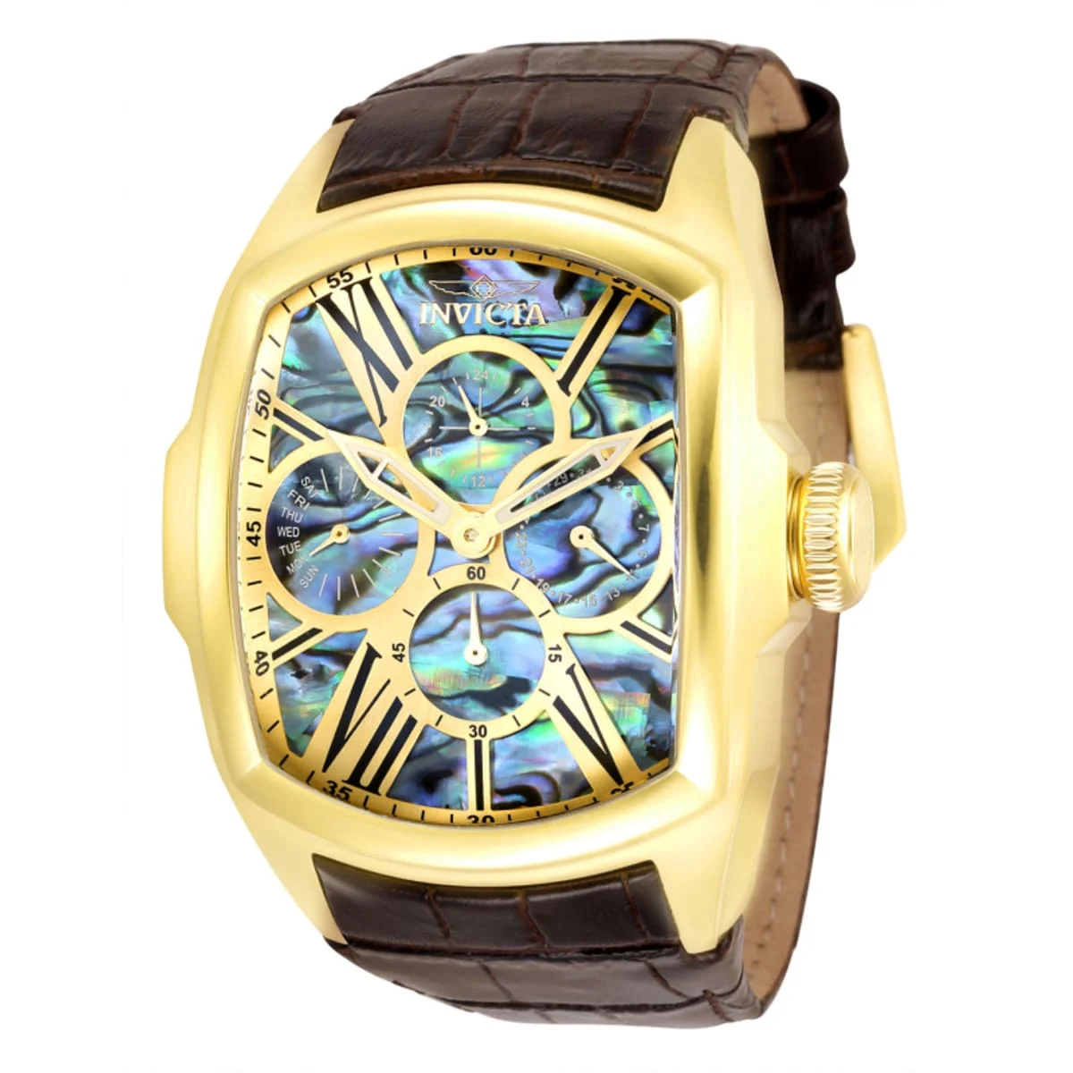 Invicta Lupah Chromalis Watch w/ Abalone Dial - 46.8mm, Brown (35193) 46.8 mm kol saati