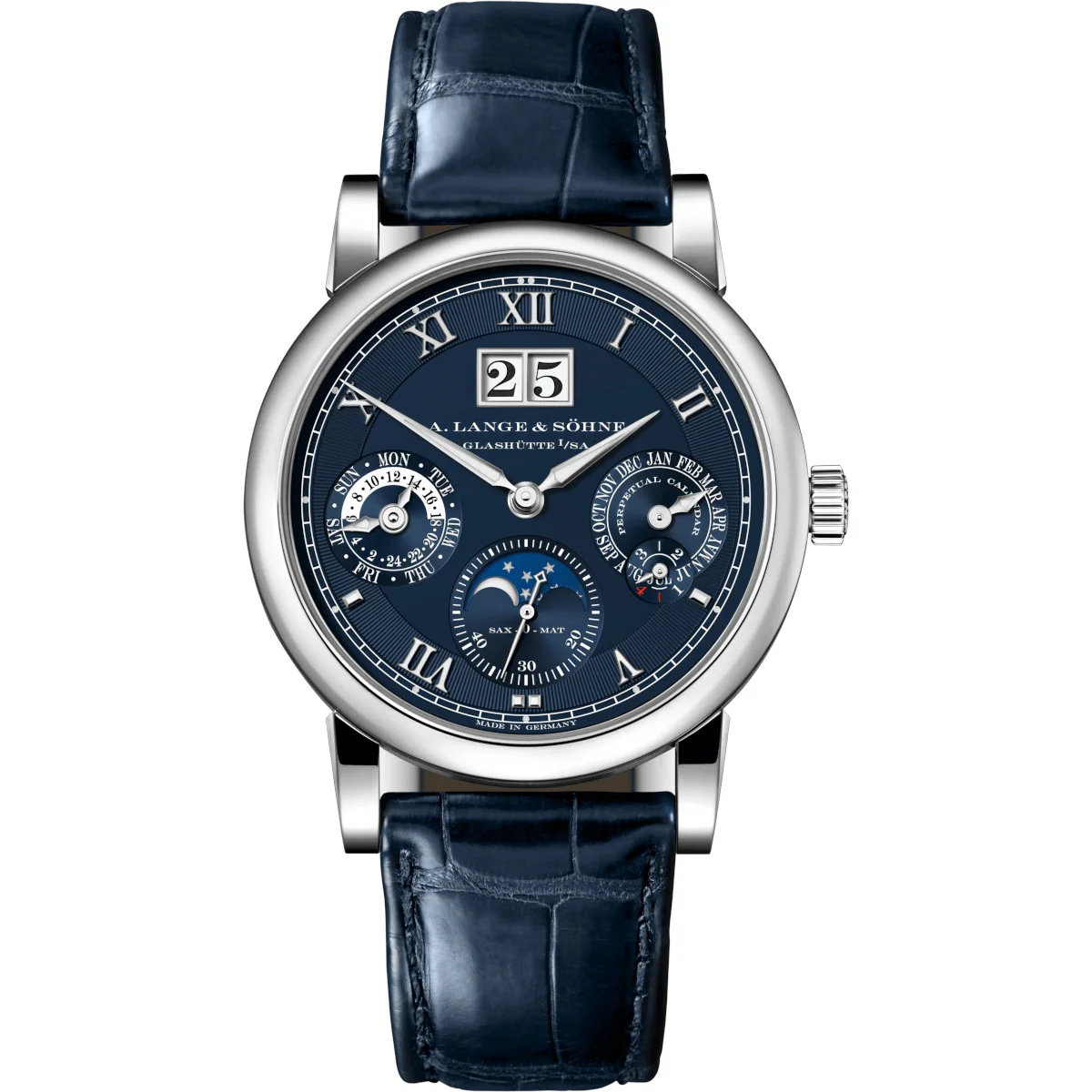 A. Lange & Sohne Lange & Sohne 310.028 E Langematik Perpetual Blue Dial All A Lange & Sohne 310.028 E Langematik Perpetual Blue Dial All 39 mm kol saati