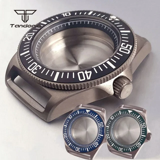 Tandorio FXD 42mm Titanium Dive Watch Case Black/Blue/Green Bezel Sapphire Fit NH35 NH36 N