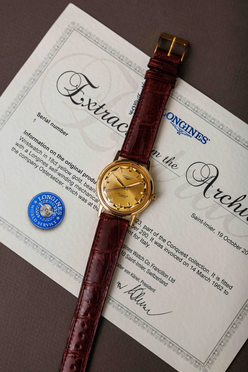 Longines Conquest 18K yellow ref.9021 35 mm kol saati